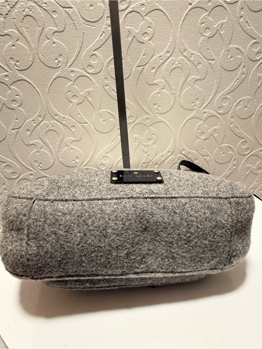 Kate Spade Raleigh Walker Park Gray Wool Crossbody Shoulder Bag - Picture 3 of 11